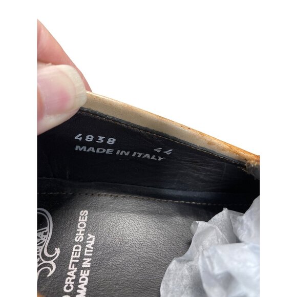 Calzoleria Toscana Handcrafted Mens Italian Leather Tan Loafers Sz 11 SKU 9479 - Picture 7 of 16